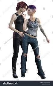 Urban Fantasy Caucasian Lesbian Couple 3d Stock Illustration 2062187960 |  Shutterstock