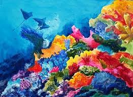 Easy acrylic painting lesson by angela anderson. Coral Reef Painting Painting Dolphin Art Ocean Art