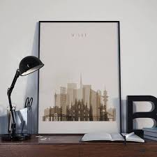Milan Art Milan Watercolor Milan Multicolor Milan Wall Art Milan Wall Decor Milan Home Decor Milan City Milan Skyline Milan Print Wall Art Boston Wall Art Art