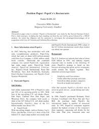 This information will keep you on the right track while eating at california pizza kitchen. Pepsico Restaurants Position Paper