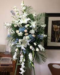 Maybe you would like to learn more about one of these? Extra Large Standing Spray White Stargazers Stock Gladiolos Carnations And Roses With L Funeral Flower Arrangements Funeral Floral Arrangements Funeral Floral
