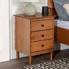 Two usb ports power phones, tablets and more; 2 Walker Edison Mid Century Modern Wood Nightstand Side Bedroom Storage Drawer Bedside End Table Caramel Nightstands Home Kitchen Rapidinfrastruktur Com