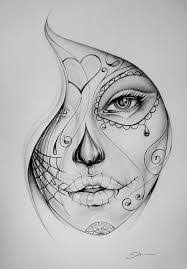 Black And White Sugar Skull Thigh Tattoo 
