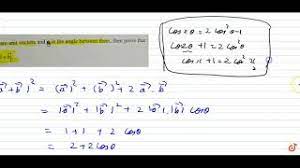 If Vec A And Vec B Are Unit Vectors And Theta Is The Angle Between Them Then Prove That Youtube