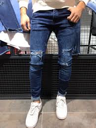 Black Acid Wash Jeans Mens Outfit 2y Men Slim Fit Simplicio Ripped Jeans Dark Blue Ropa Casual Hombres Ropa Moderna Hombre Pantalones Rasgados De Hombre