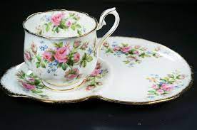 Antique Royal Albert Moss Rose Gold Tea Cup Saucer Biscuit Snack Sandwich Plate Royalalbertbonechinaengland Tea Cups Snack Set Tea Cups Vintage