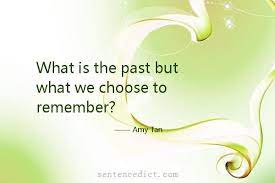 Good Sentence Appreciation What Is The Past But What We Choose To Remember