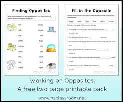 Opposites Worksheet Printable Packet Opposites Worksheet Printable Packet Educational Printables