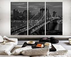 Black And White Split Canvas Prints Black And White New York City Skyline Brooklyn Bridge 3 Panel Etsy Frame Wall Decor City Skyline Wall Decor