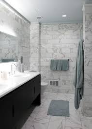 Manhattan Spaces Contemporary Bathroom New York Holzman Interiors Inc White Marble Bathrooms Grey Marble Bathroom Marble Tile Bathroom