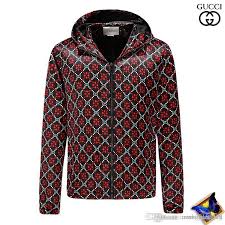 2018 Milan Fashion Brand Mens New Jacket Green Red Striped Bee Print Hip Hop Tide Hooded Sweater Jacket