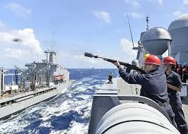 Petty Officer 2nd Class Wayne Moore Fires The Shot Line To The Military Sealift Command Msc Fleet Replenishment Oiler Us Navy Ships Blue Water Navy Navy Life