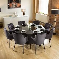 Quatropi Large 1 6 Round Black Oak Dining Set 8 Charcoal Carver Chairs Large Round Dining Table Large Square Dining Table Dining Table