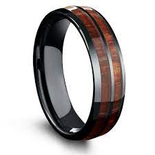 6mm Barrel Ceramic Koa Wood Ring Wood Wedding Ring Wood Rings Wooden Rings Engagement