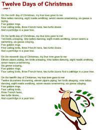 12 Days Of Christmas Words Twelve Days Of Christmas Lyrics