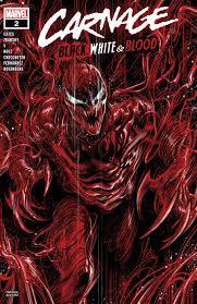 A number of violently killed or maimed bodies. Carnage Black White Blood 2021 2 Comic Issues Marvel