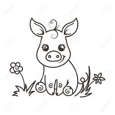 Download this coloring page/print this coloring page. Cute Cartoon Baby Pig Vector Illustration Coloring Page Royalty Free Cliparts Vectors And Stock Illustration Image 103196575