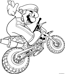 Les dessins de motos et mobylettes sont à imprimer gratuitement pour le coloriage. Coloriage Mario En Mode Moto Jecolorie Com