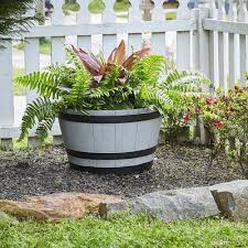 Gracie Oaks Westcott Whiskey Barrel Resin Pot Planter Wayfair Whiskey Barrel Planter Wine Barrel Planter Barrel Planter