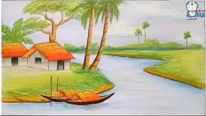 How to draw scenery of island with water colour step by step. Farjana Drawing Academy 21 Social Useful Stuff Handy Tips