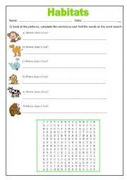 english worksheets habitats