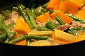 Lamb stew with okra and green pepper. Ginataang Kalabasa With Sitaw Fch118