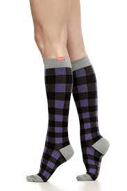 Women S Montana Plaid Violet Black Merino Wool Womens Compression Socks Knee High Compression Socks Compression Socks