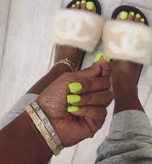Do Forget To Cheek Our Your Fur Slides Vendors On The Ultimate Vendor Y All Yellow Nails Fake Nails Square Acrylic Nails