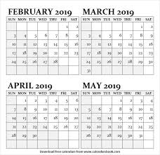Feb May Blank Calendar 2019 Blank Calendar Blank Calendar Template Calendar