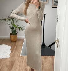 ZARA GOLD LUREX MAXI LONG KNIT DRESS WITH METALLIC THREAD DETAIL A-LINE  JERSEY