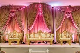 Gold And Pink Indian Wedding Stage Decor Wedding Arrangements Wedding Stage Decor Wedding Backdrop Decorations