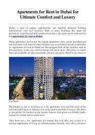 Apartments For Rent In Dubai Docx Apartments For Rent Rent Building