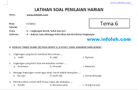 10 jumlah soal uraian : Soal Tematik Kelas 1 Sd Tema 6 Subtema 4 Kurikulum 2013 K13 Revisi 2018 Infoloh Com