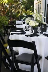 Pin By Erin Marie On Bw Wedding Black Tablecloth Black Napkins Black Chair