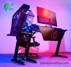 Gaming Desk With Cpu Holder Gaming Desk Gaming Room Setup Led Lights