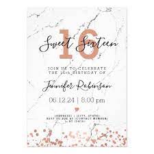 Sweet Sixteen Birthday Party Rose Gold Marble Invitation Zazzle Com In 2021 Invitation Design Birthday Sweet Sixteen Birthday Marble Invitation