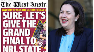 The washington times is your source for national, world, and political news coverage you won't find anywhere else, straight from the nation's capital. Afl Grand Final 2020 Queensland Vs Wa Annastacia Palaszczuk Twitter West Australian Newspaper