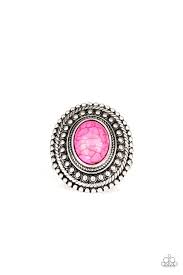 Paparazzi Terra Terrain Pink Center Stone Silver Ring In 2020 Pink Ring Pink Stone Affordable Fashion Jewelry