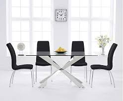 Get contact details & address of companies manufacturing and supplying dining table chair, dining table and chairs across india. 160cm Glass With Steel Dining Table 6 Black Chairs Homegenies