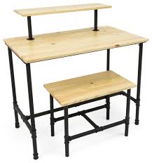 Set Of 2 Wooden Pipeline Nesting Tables Rectangular Metal Legs Natural In 2020 Nesting Tables Nesting Table Display Retail Furniture