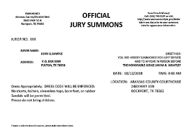 In many states, it is possible to demonstrate that you are unable to serve on a jury for financial. Aransas County Jury Summons Information