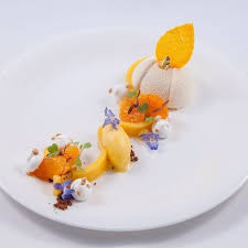 Fine dining dessert, raspberry parfait, ice cream, white. Pineapple And Mandarin Chefsofinstagram Chefstalk Dontshootthechef Foodstarz Foodpics Instagood Instafo Gourmet Food Plating Fine Dining Desserts Food Plating