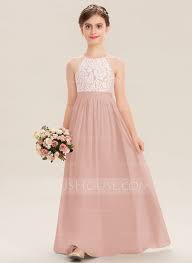 Us 62 00 A Line Scoop Neck Floor Length Chiffon Lace Junior Bridesmaid Dress Jj S House Girls Bridesmaid Dresses Chiffon Flower Girl Dress Junior Bridesmaid Dresses