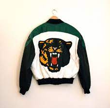 80s Tiger Leather Jacket By Michael Hoban North Beach Where M I Vintage Bomber Black Leather Jacket Vintage Leather Jacket Jackets Leather Jacket
