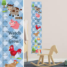 Cute Farm Animals Growth Chart Wall Decal Kids Room Growth