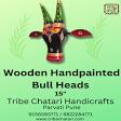 Bull Head Wooden Handpainted For Wall Decor