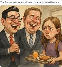 Let's not forget that the Conservatives voted against school food programs.  In fact they not only voted against it they mocked it. He's hypocritical,  talking about food costs and food banks but