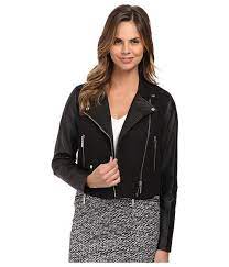 Michael Michael Kors Cotton Leather Crop Moto Jacket Cropped Moto Jacket Womens Moto Jacket Coats For Women