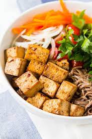 An extra firm variety of tofu with the least amount of moisture of all fresh tofus. Baked Tofu 5 Ingredients Needed Weeknight Tofu Recipes A Clean Bake