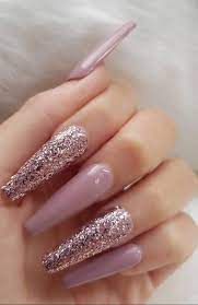 Press On Nails Mauve Long Gloss Nails With Rose Gold Accent Set Of 24 Custom Handmade Luxury False Nails Made In Uk In 2021 Rose Gold